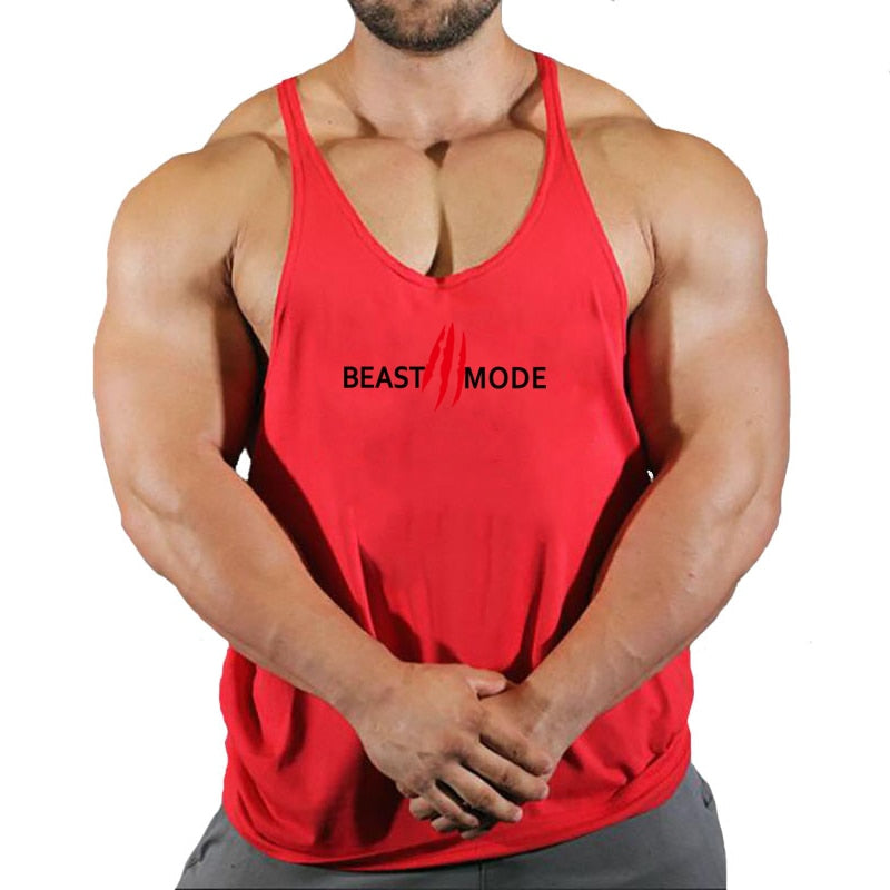 Men Sleeveless Cotton Gym Tank Tops BEAST MODE 2
