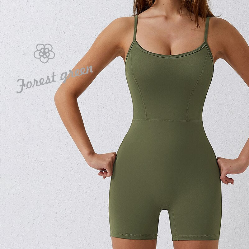 New Women Adjustable Straps Jumpsuits Forest green