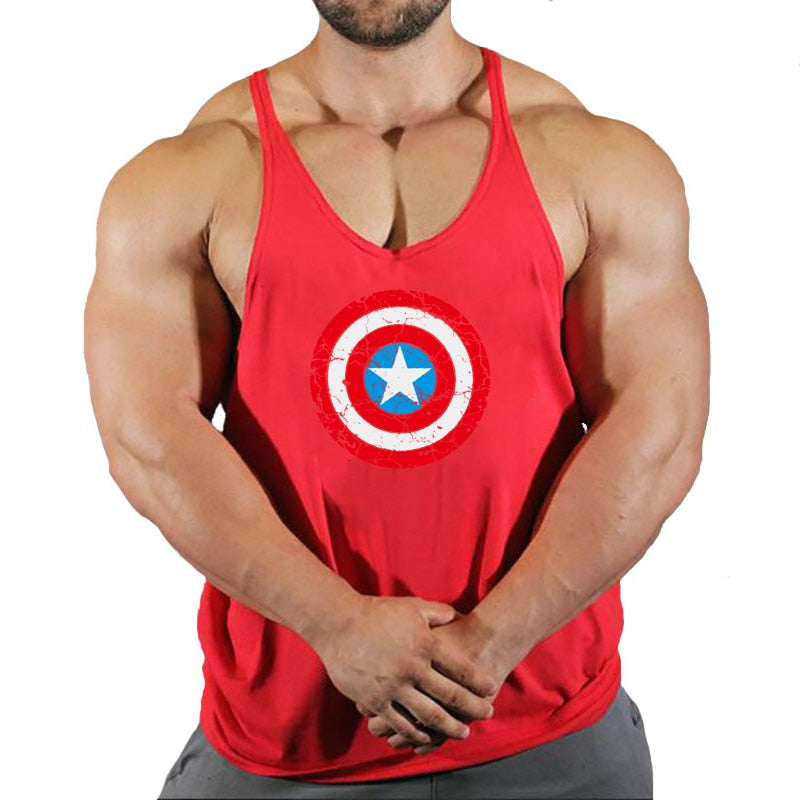 Men Sleeveless Cotton Gym Tank Tops Captain America 3