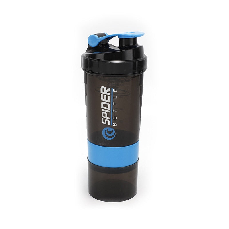 Fitness 3 Layer Sports Shaker Bottle Blue 550ML