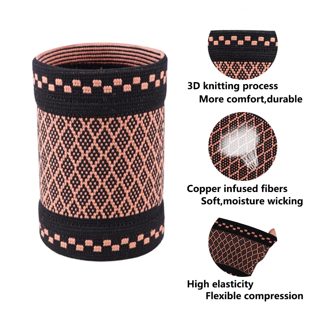 2Pc Copper Wrist Compression Brace