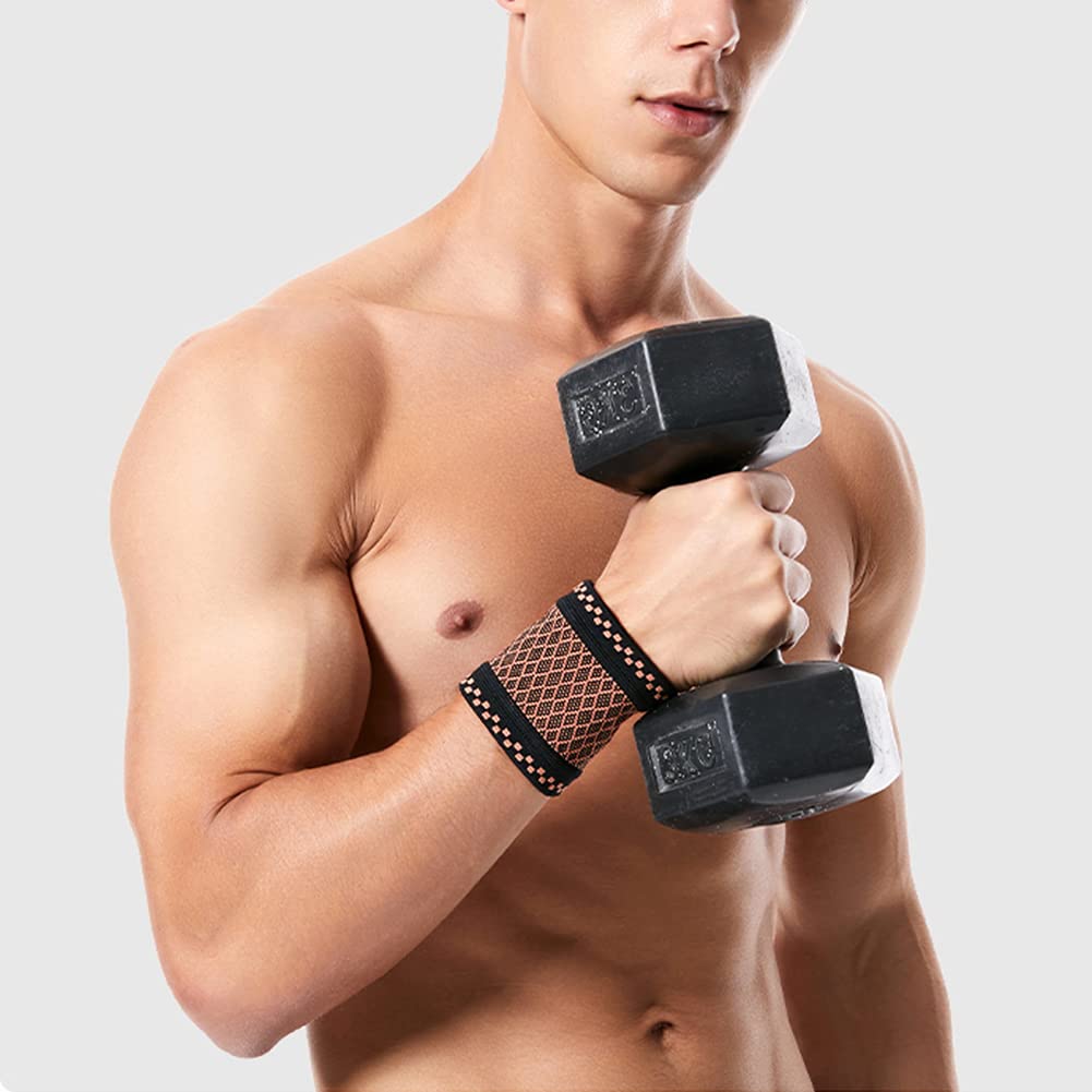 2Pc Copper Wrist Compression Brace