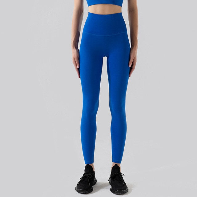 Women Hidden Pockets Gym Leggings Electric Blue