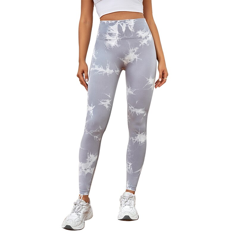 Women Tie Dyeing Process Pants Light Gray