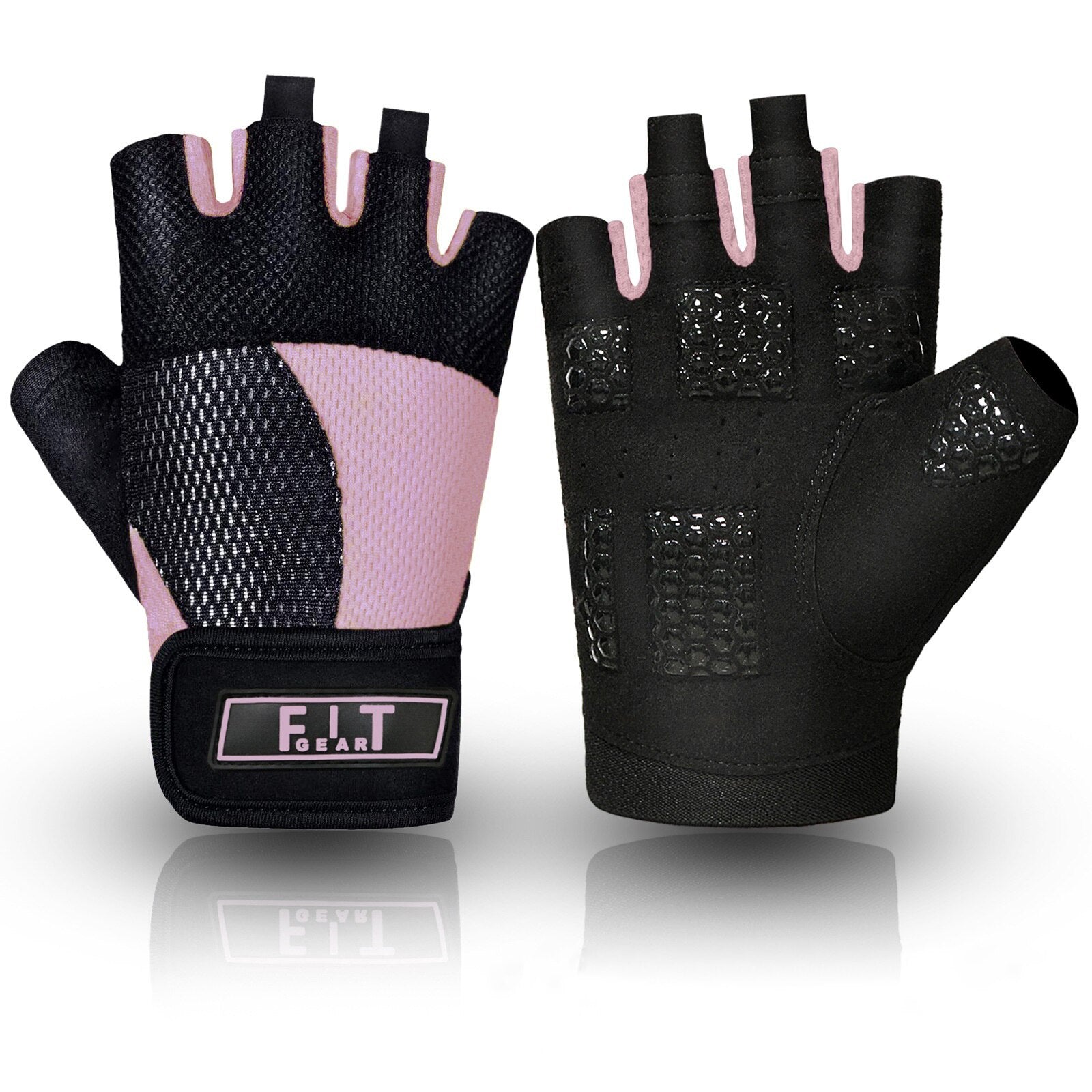 Half Finger Bicycle Gloves Pink 2