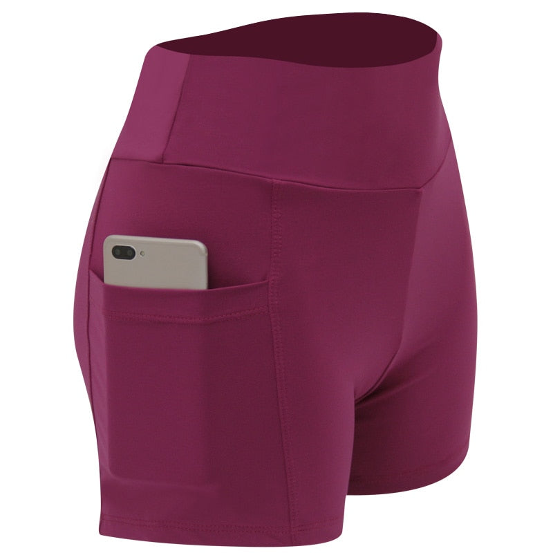 Women's Gym Side Pockets Shorts 2-Wine red