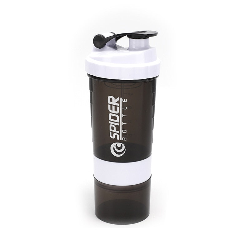 Fitness 3 Layer Sports Shaker Bottle White 550ML