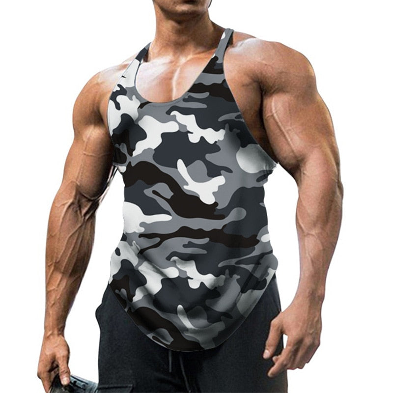 Camouflage Summer Fitness Tank Top light grey