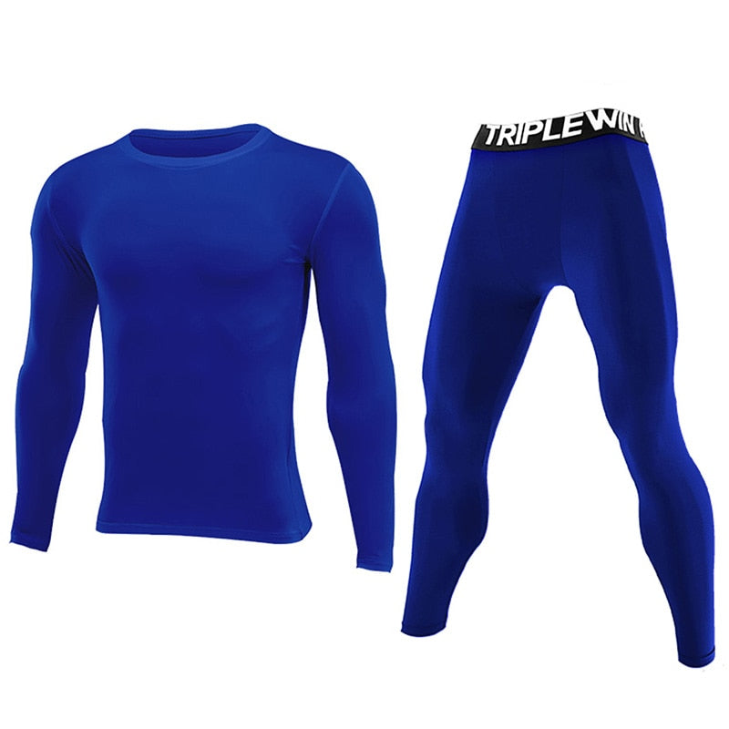 Men GYM Long Sleeve Tracksuits Blue