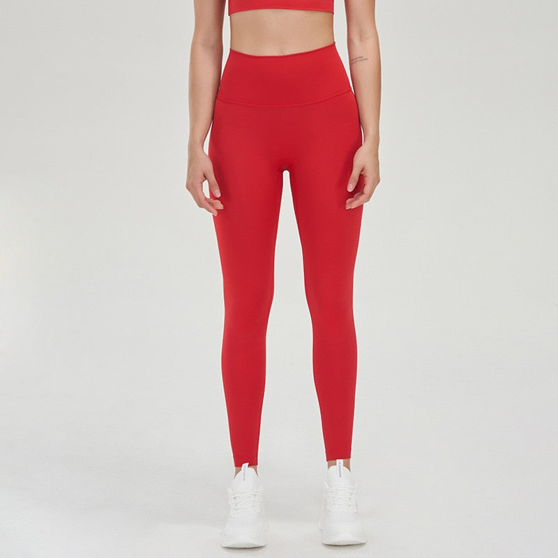 Women TRY TO BN Fitness Gym Leggings Red