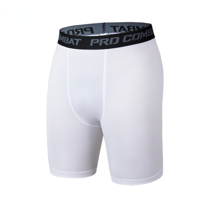 Men Quick Dry Fitness Sport Leggings White-shorts