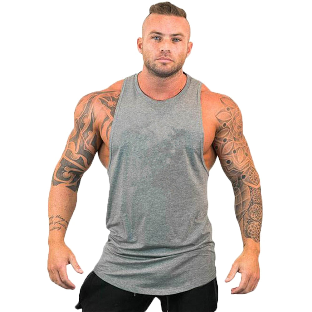 Men Fitness Stringer Tank Top grey