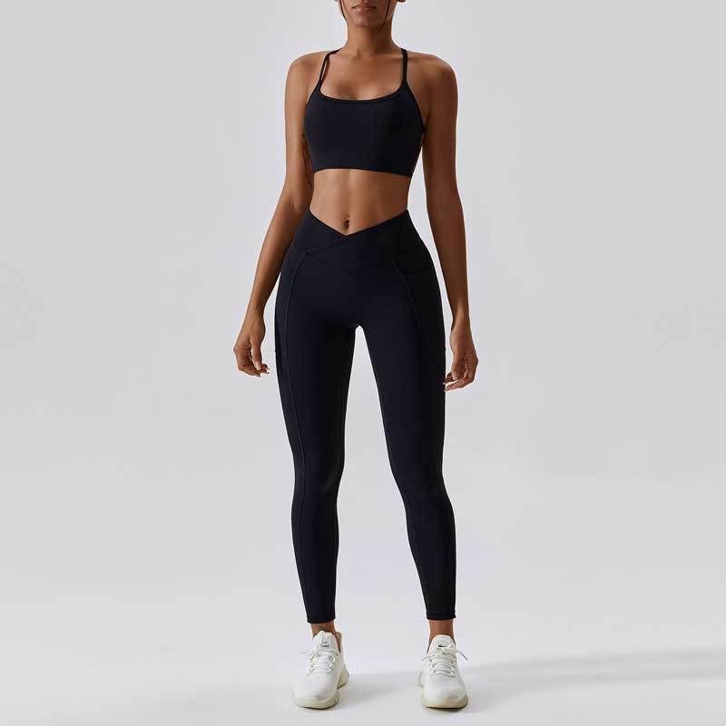 Woman Gym Workout Set Black Yoga Set