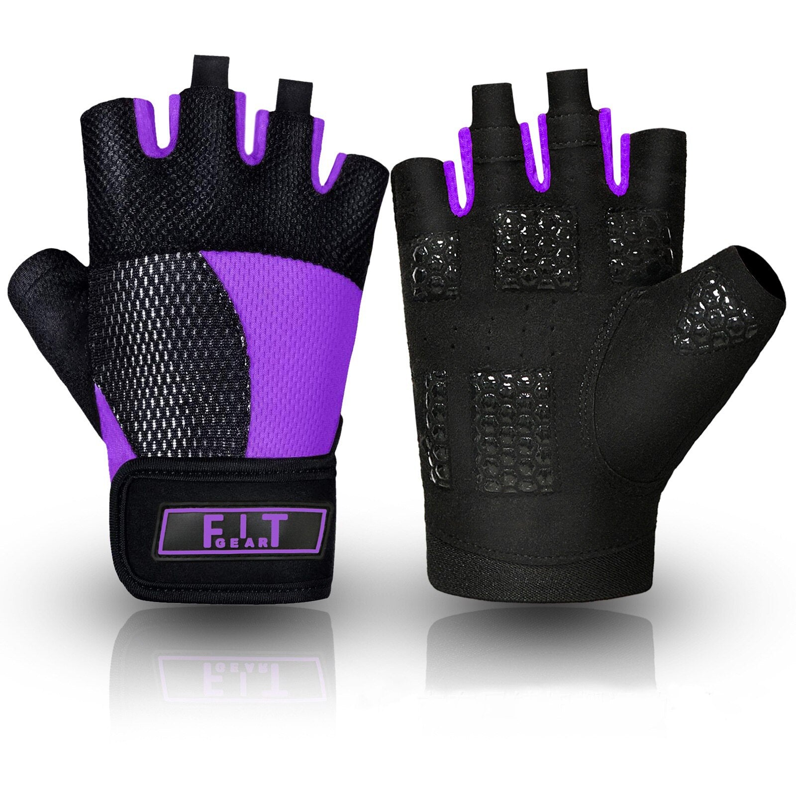 Half Finger Bicycle Gloves Purple