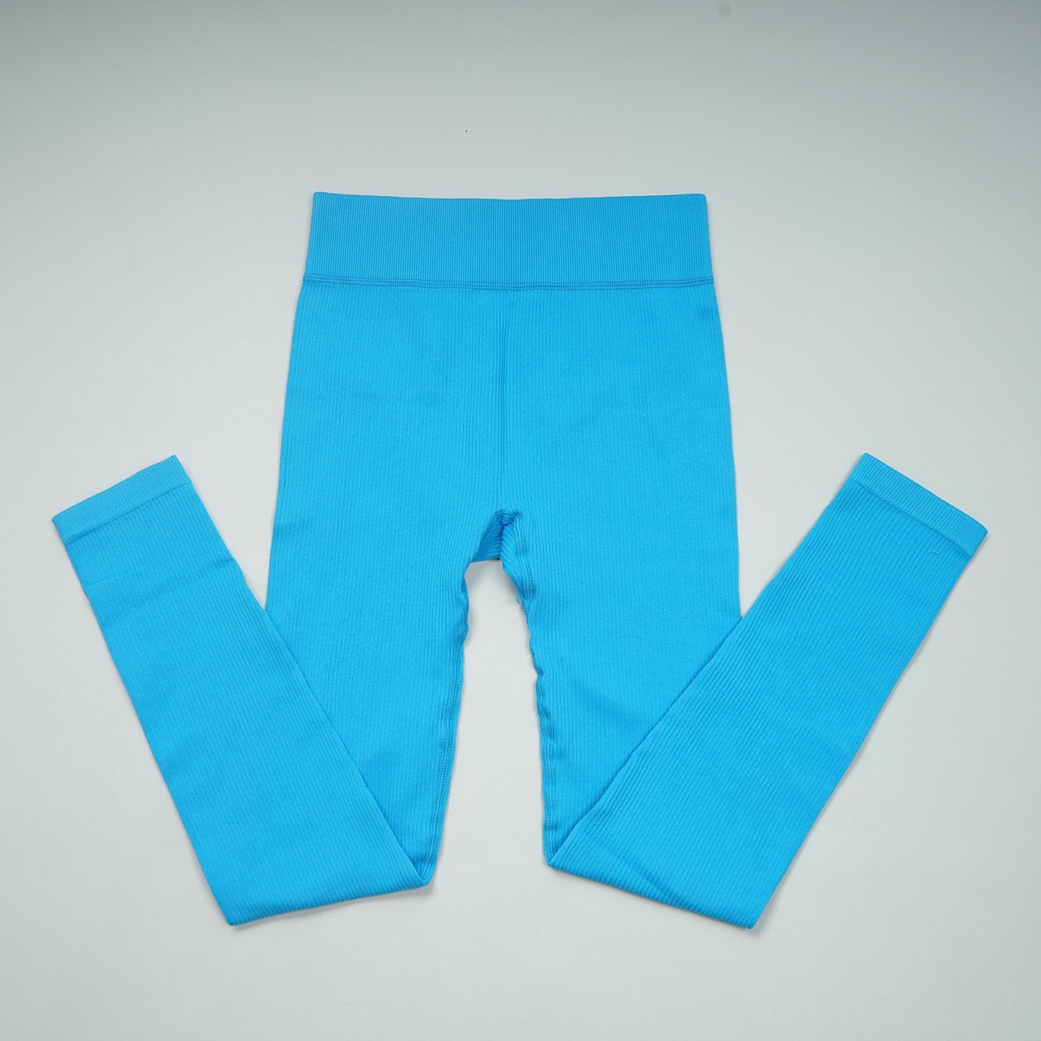 Women Summer Ribbed Gym Set Pants-Blue