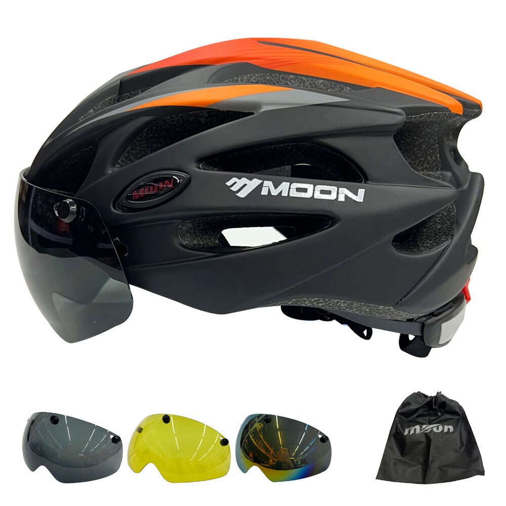 Integrally-Molded Cycling Helmet Black Orange