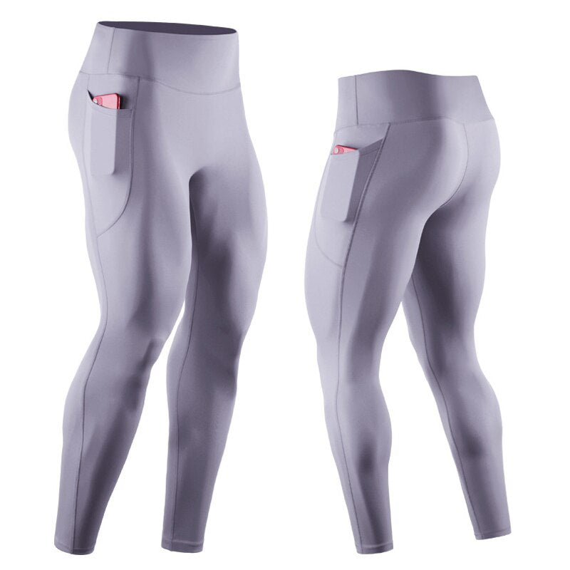 Men's High Waist Fitness Pants GreyPurple