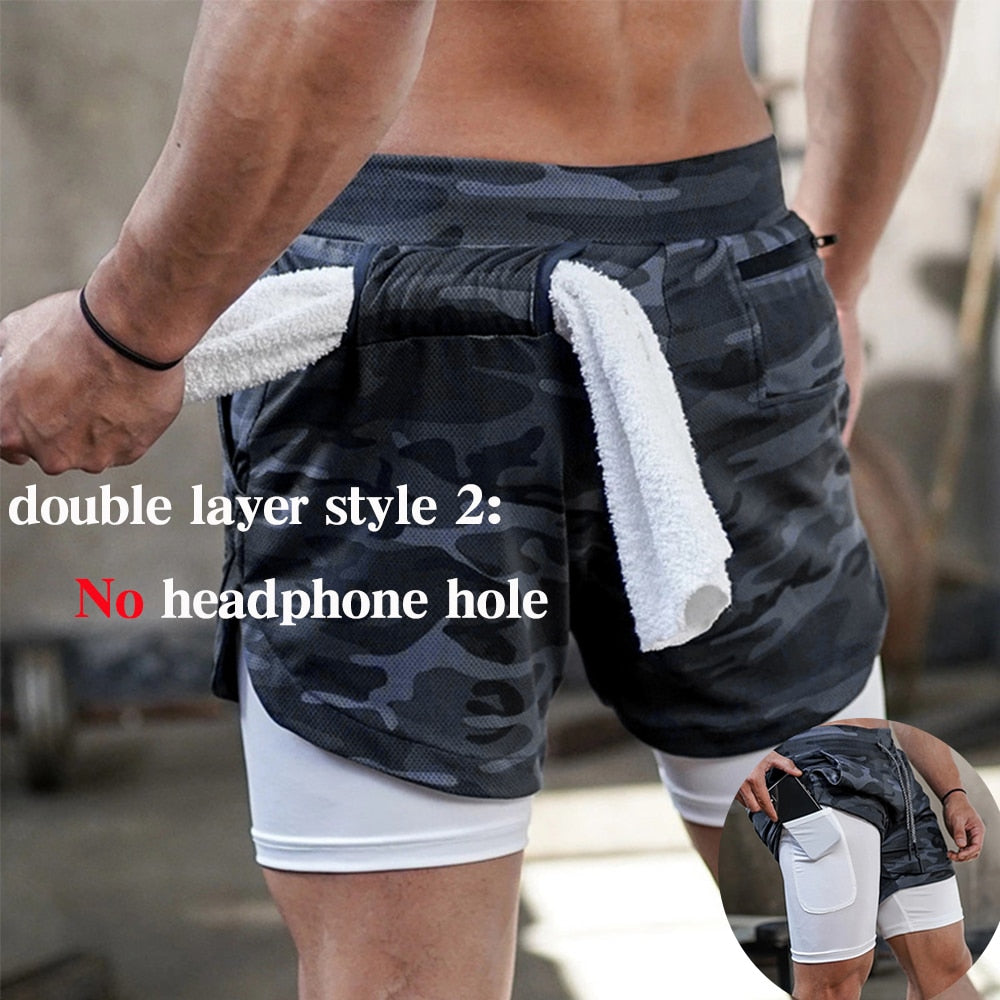 Men Fitness Gym Training 2 in 1 Sports Shorts