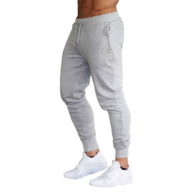 Men Gym Sports Sweatpants Gray White