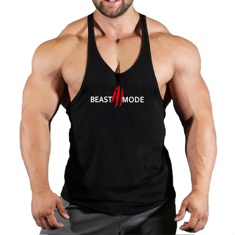 Men Sleeveless Cotton Gym Tank Tops black