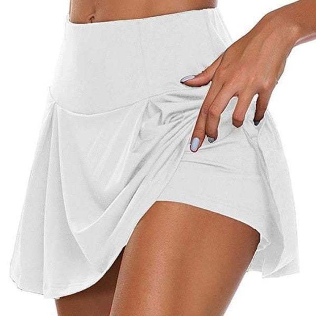 Women's Double-Layer Athletic Shorts white 2