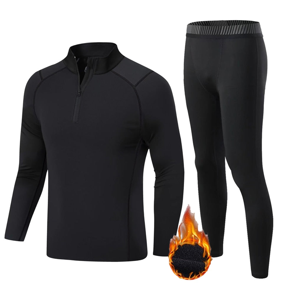 Men Fitness Thermal underwear Suit black 2