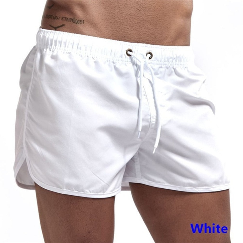 Men Fitness Bodybuilding Shorts C white