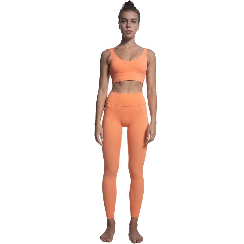 Woman Gym Workout 2 Piece Suit Orange