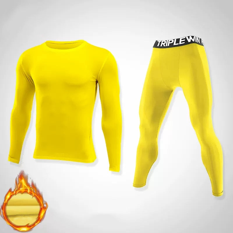 Men GYM Long Sleeve Tracksuits Fleece Yellow