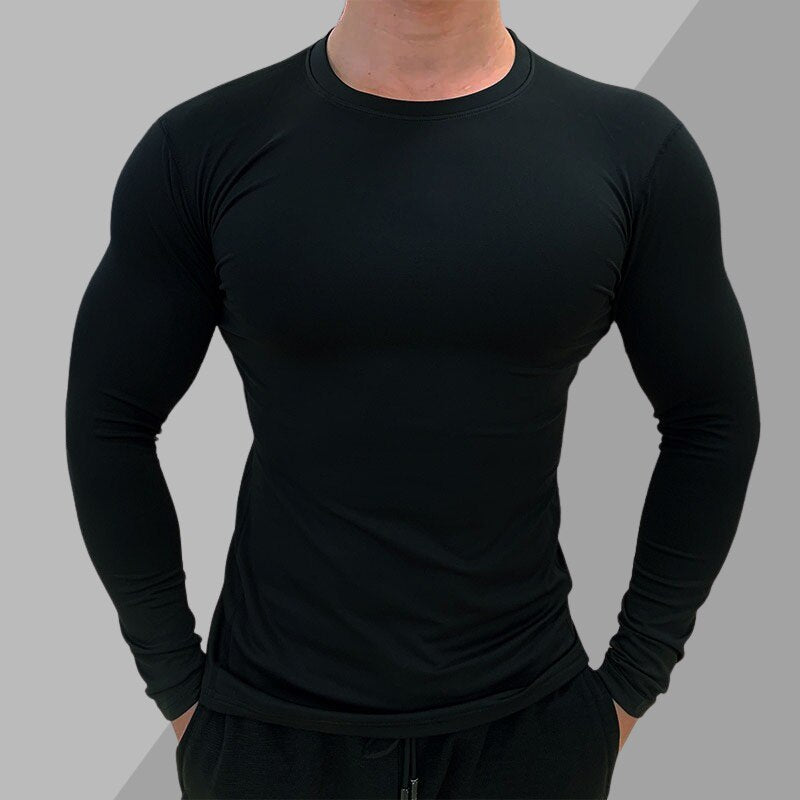 Men Tight Gym Compression T-shirt B-Black