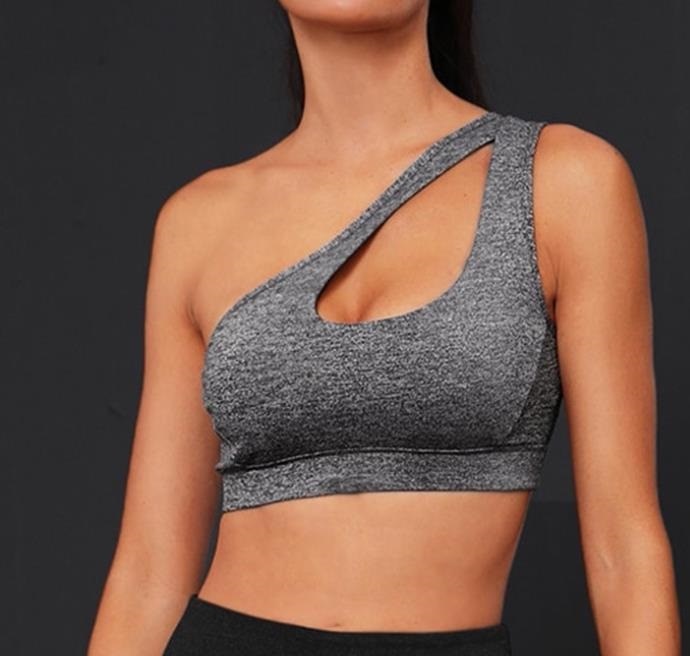 Sexy One Shoulder Yoga Bras Deep Grey