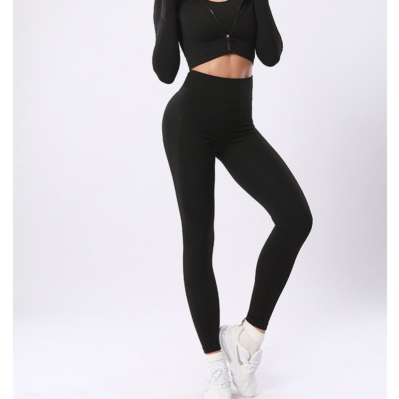 Women Gym Fitness Clothing Set Pant Black