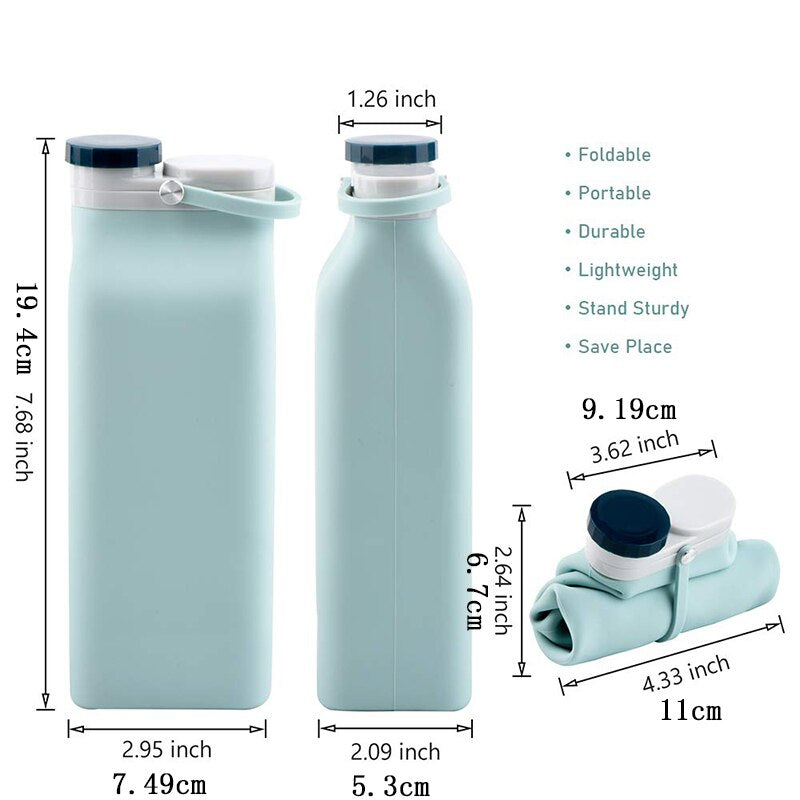 Portable collapsible leak-proof water bottle