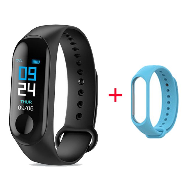 Smart Fitness Tracker with sky blue strap