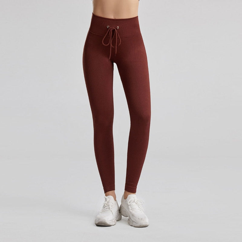 Women Seamless Push Up Ribbed Pants