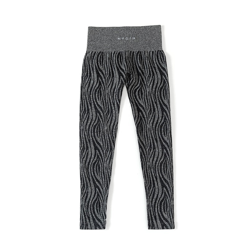 Women Zebra Pattern Seamless Leggings Pants Zebra Black