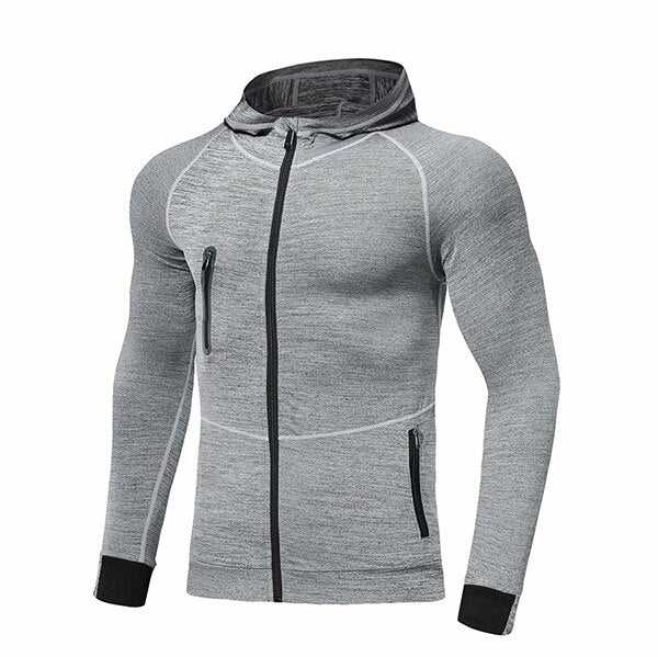 Men Autumn Hoodie Sports Coat 305 Gray