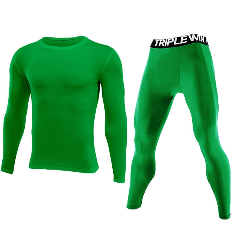 Men GYM Long Sleeve Tracksuits Green