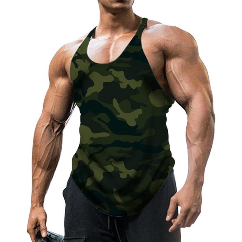 Camouflage Summer Fitness Tank Top Army Green