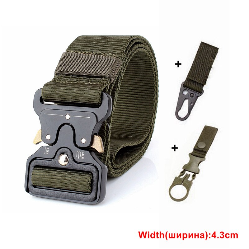 Men Sports Military Army Tactical Belts 4.3cm G Belt 2 Hook