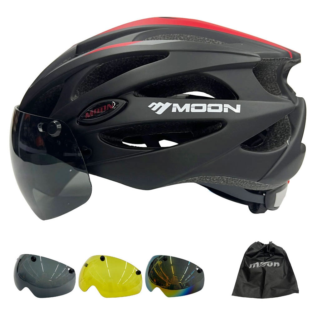 Integrally-Molded Cycling Helmet Red Black