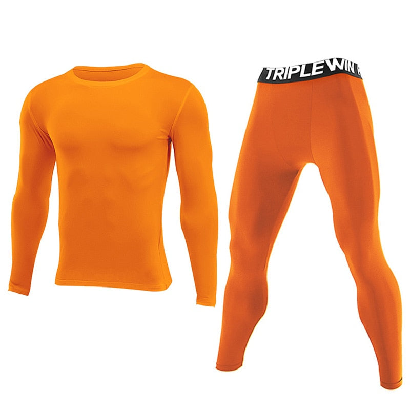 Men GYM Long Sleeve Tracksuits Orange