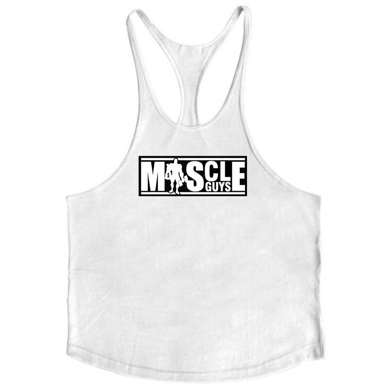 Men's gym Stringer Tank Top White