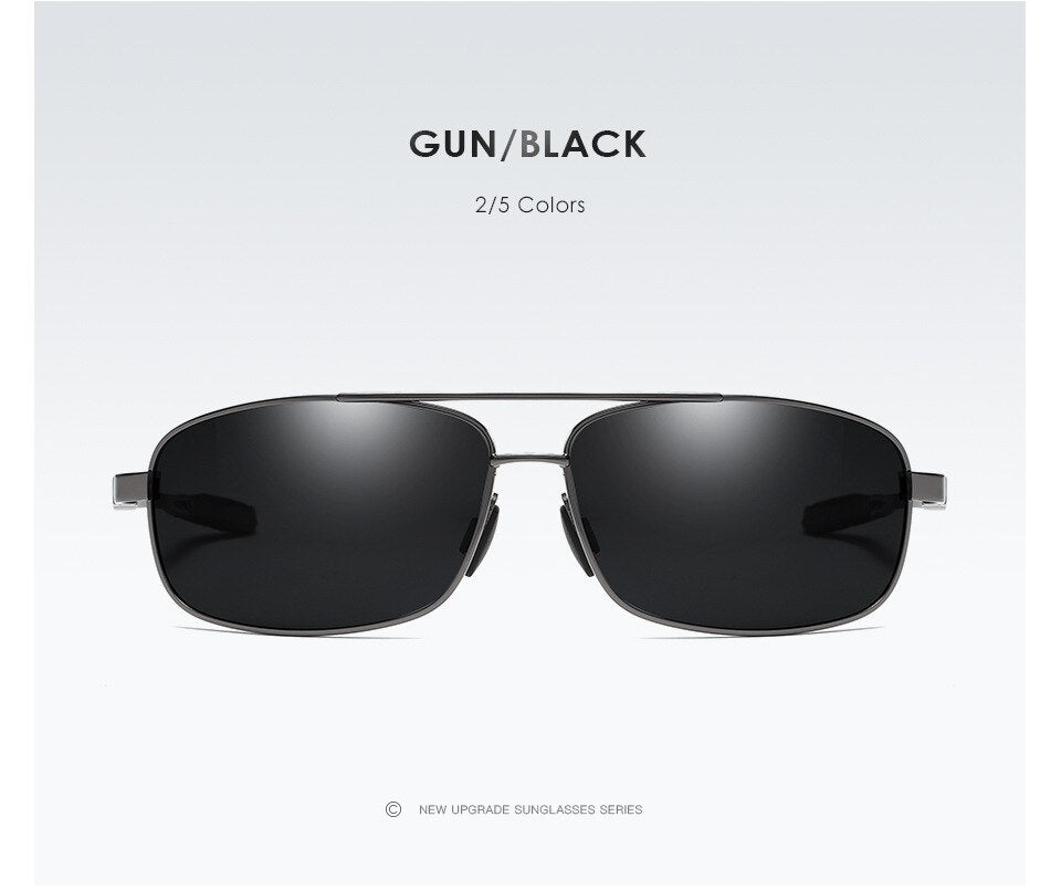 Men Polarized Aluminum Driving Sunglasses Gun-black