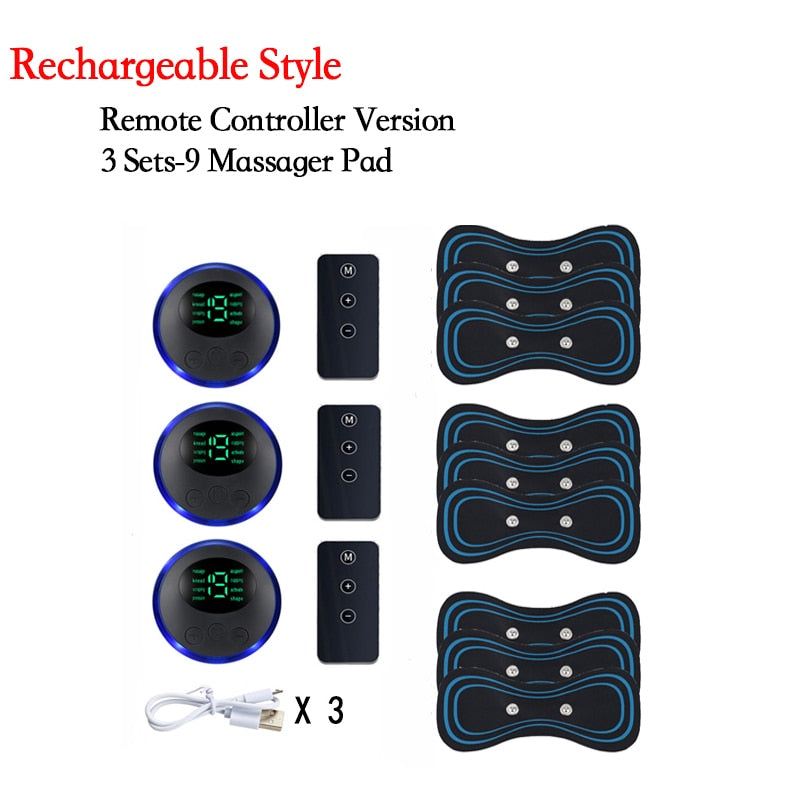 Portable Mini Electric Massager 3SET 9PAD 3CONTROLLER