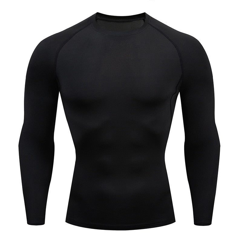 Gym Compression Dry Fit Fitness T-shirt Black long sleeve