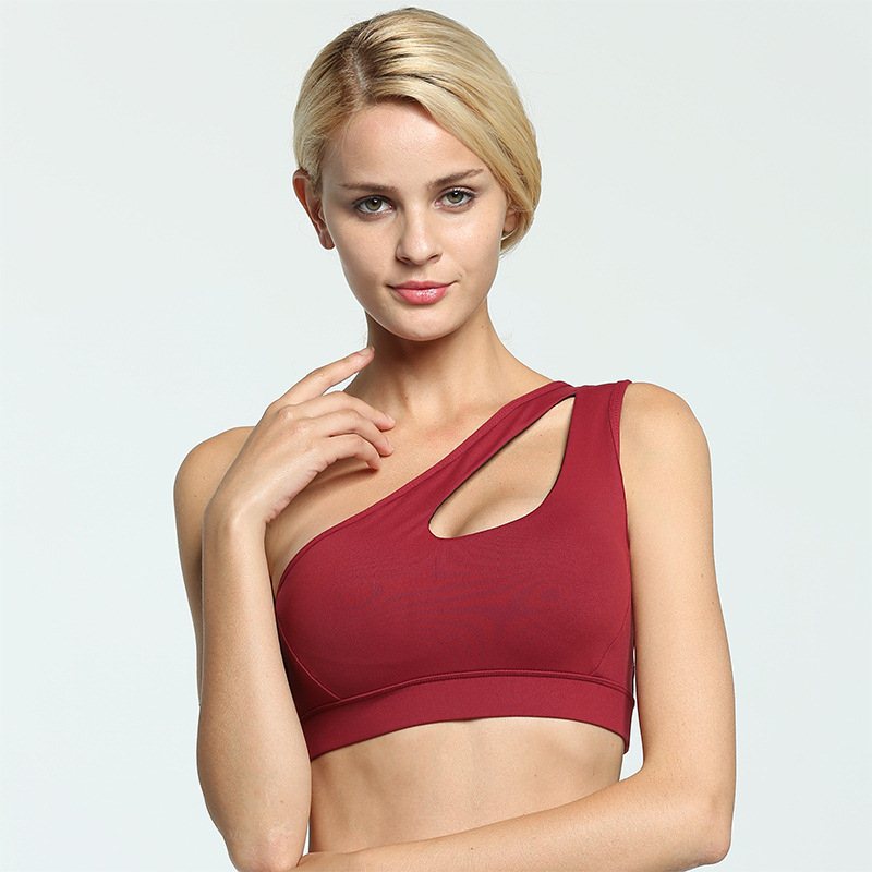 Sexy One Shoulder Yoga Bras Red