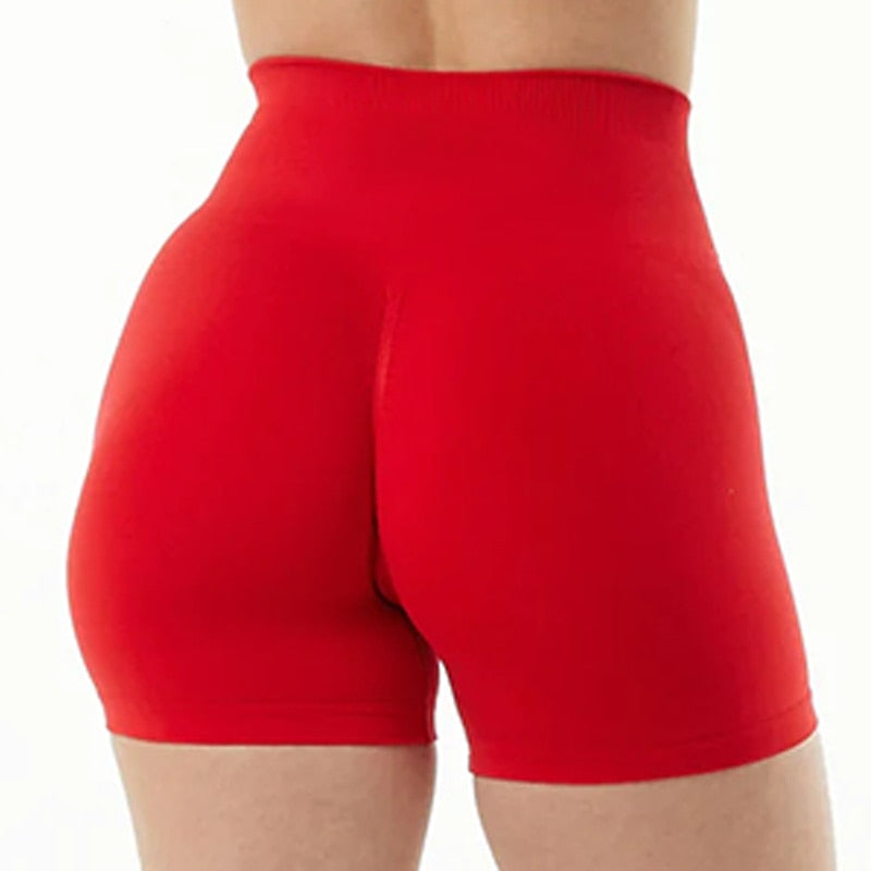 Women High Waist Sport Shorts Big Red