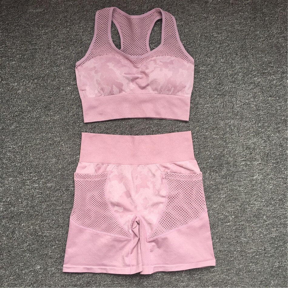 Women Gym Workout Suits violet bra st set