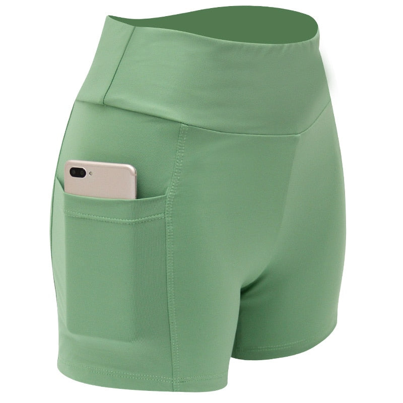 Women's Gym Side Pockets Shorts 2-Green